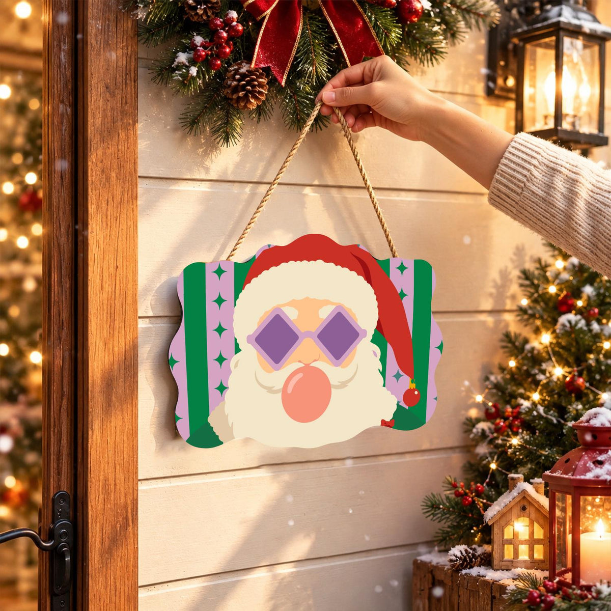 Coral Bubble Santa in Lilac Shades paint by numbers hanging sign – image 14
