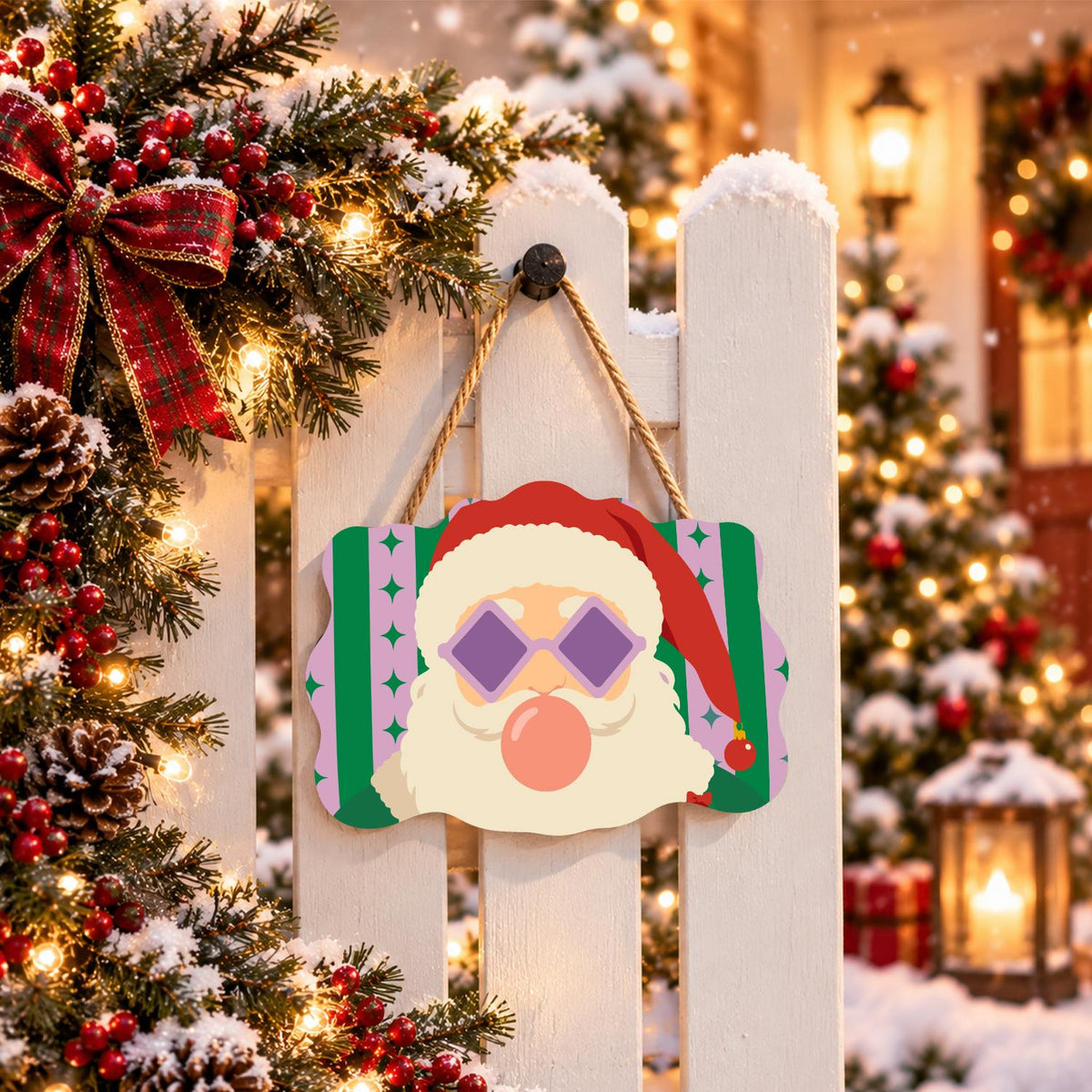 Coral Bubble Santa in Lilac Shades paint by numbers hanging sign – image 15