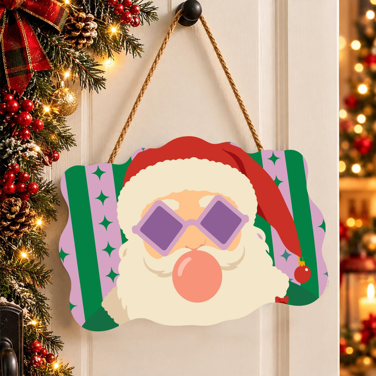Coral Bubble Santa in Lilac Shades paint by numbers hanging sign – image 16