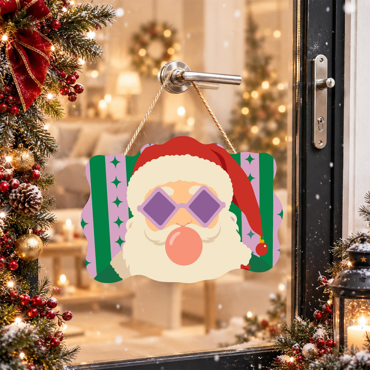 Coral Bubble Santa in Lilac Shades paint by numbers hanging sign – image 17