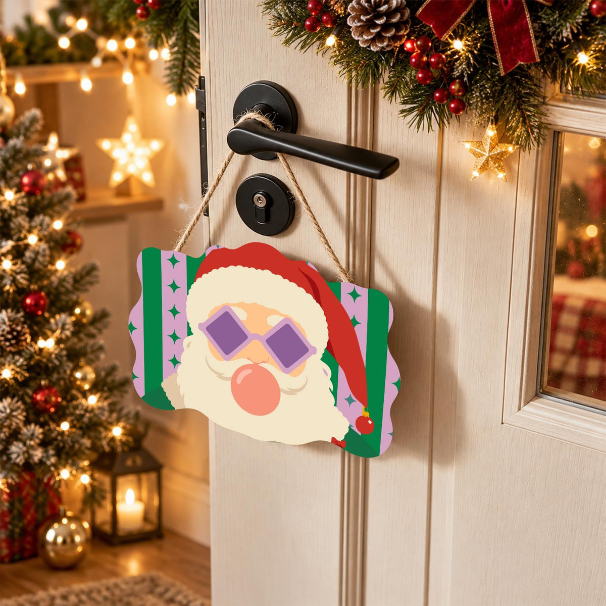 Coral Bubble Santa in Lilac Shades paint by numbers hanging sign – image 18