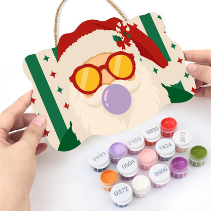 Purple Bubble Santa in Gold Shades paint by numbers hanging sign – image 9