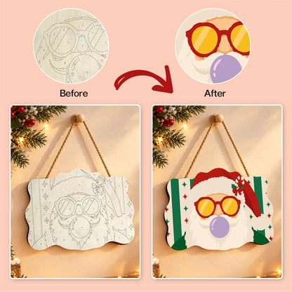 Purple Bubble Santa in Gold Shades paint by numbers hanging sign – image 10
