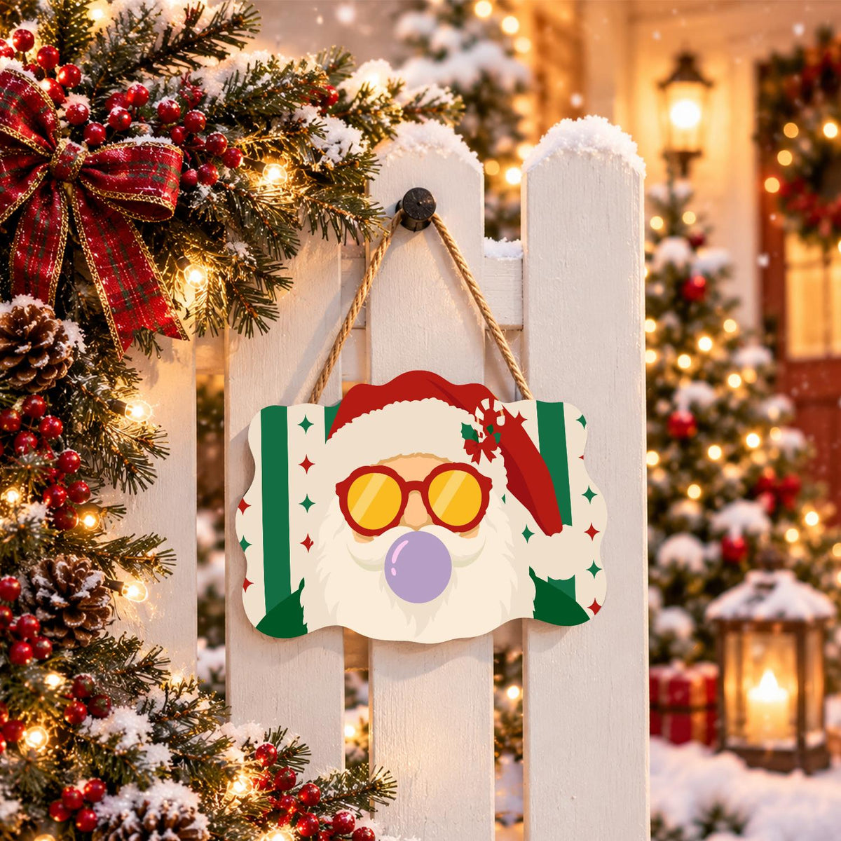 Purple Bubble Santa in Gold Shades paint by numbers hanging sign – image 15