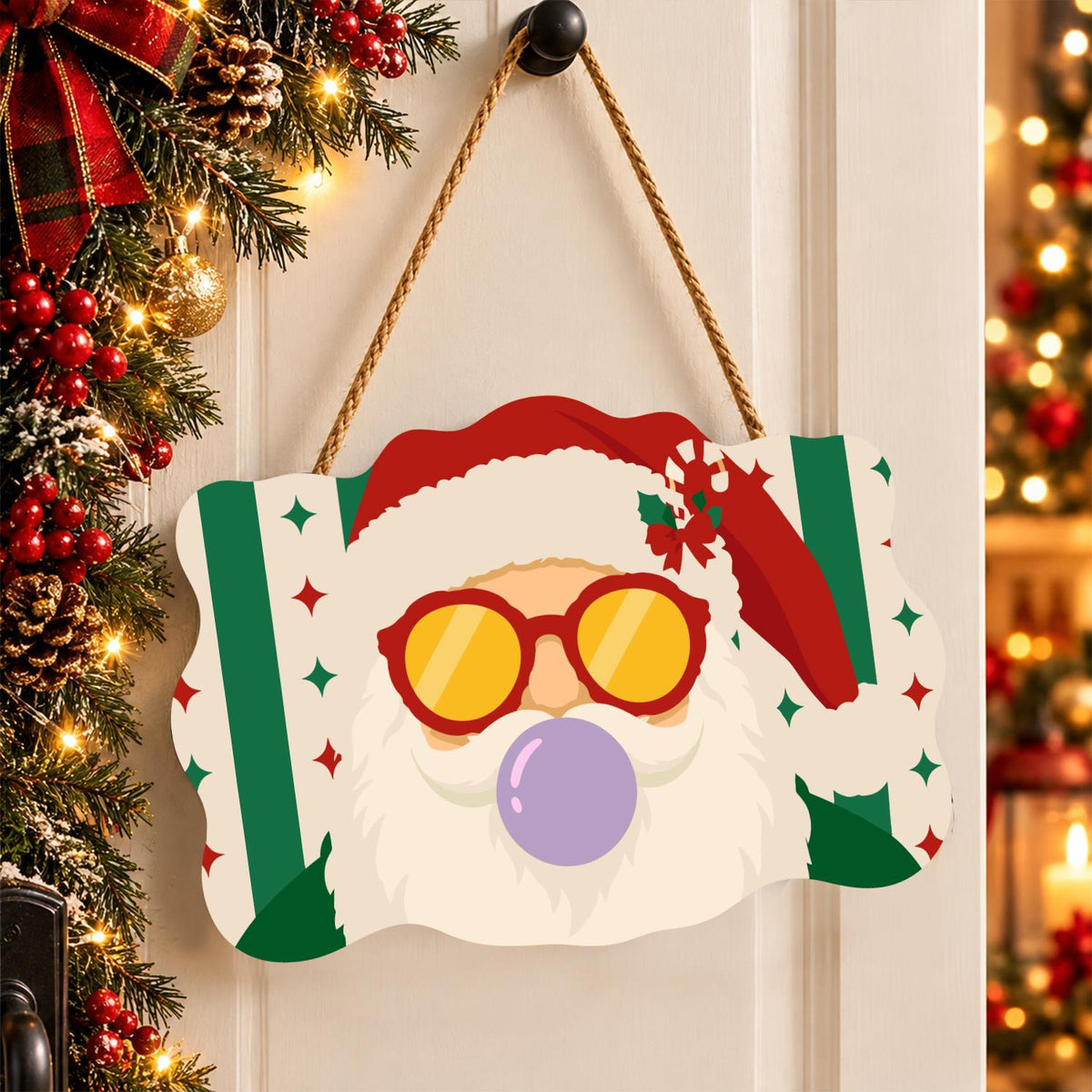 Purple Bubble Santa in Gold Shades paint by numbers hanging sign – image 16