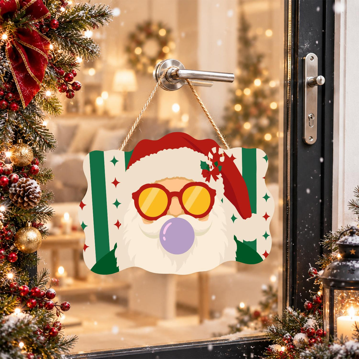 Purple Bubble Santa in Gold Shades paint by numbers hanging sign – image 17