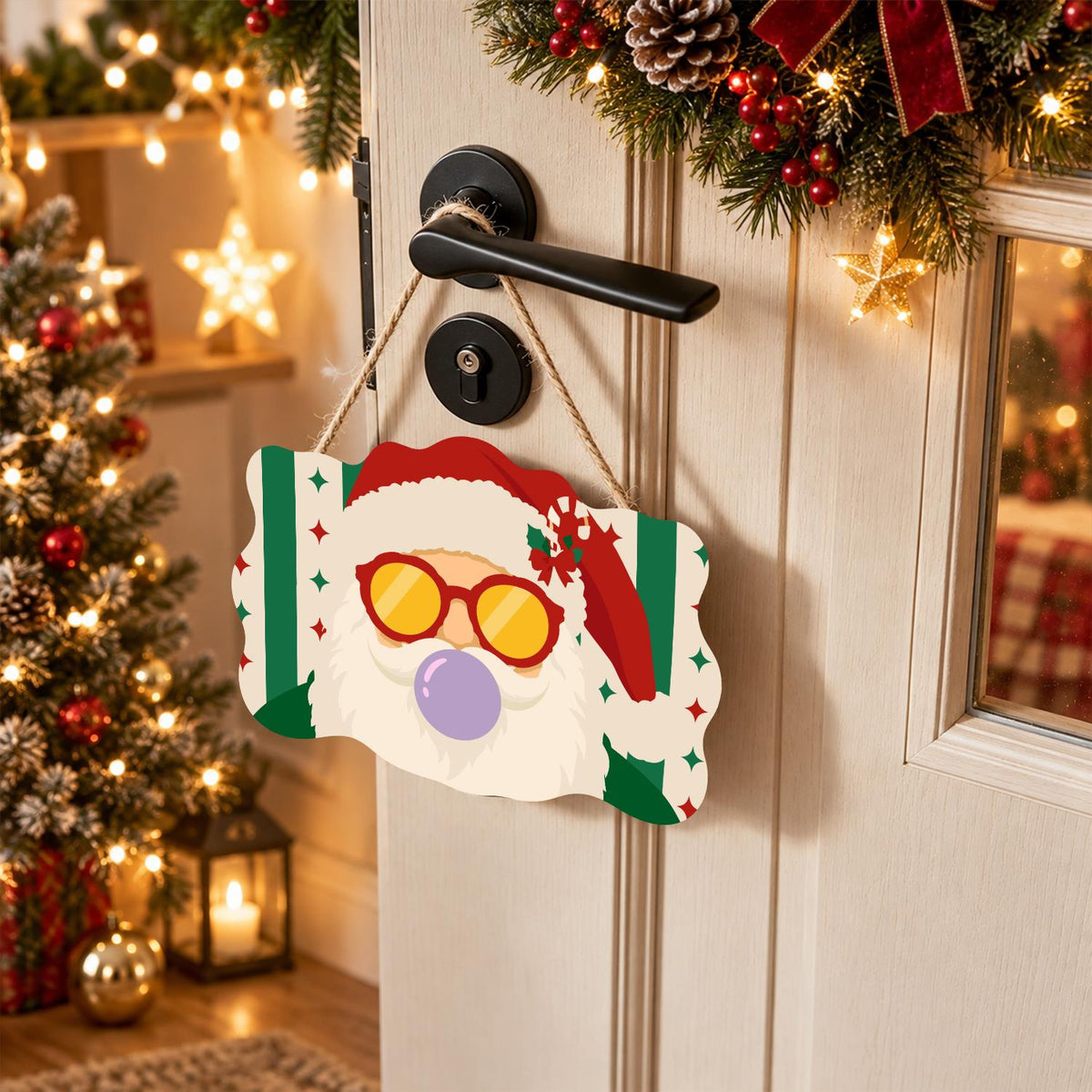 Purple Bubble Santa in Gold Shades paint by numbers hanging sign – image 18