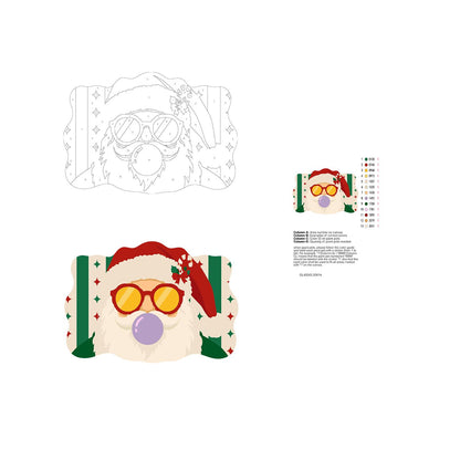 Purple Bubble Santa in Gold Shades paint by numbers hanging sign – image 19