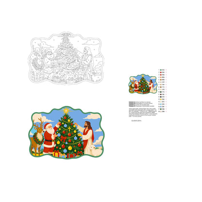 Santa and Jesus Trim the Tree paint by numbers hanging sign – image 19