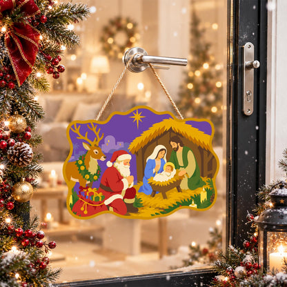 Santa Kneels at the Manger paint by numbers hanging sign – image 17