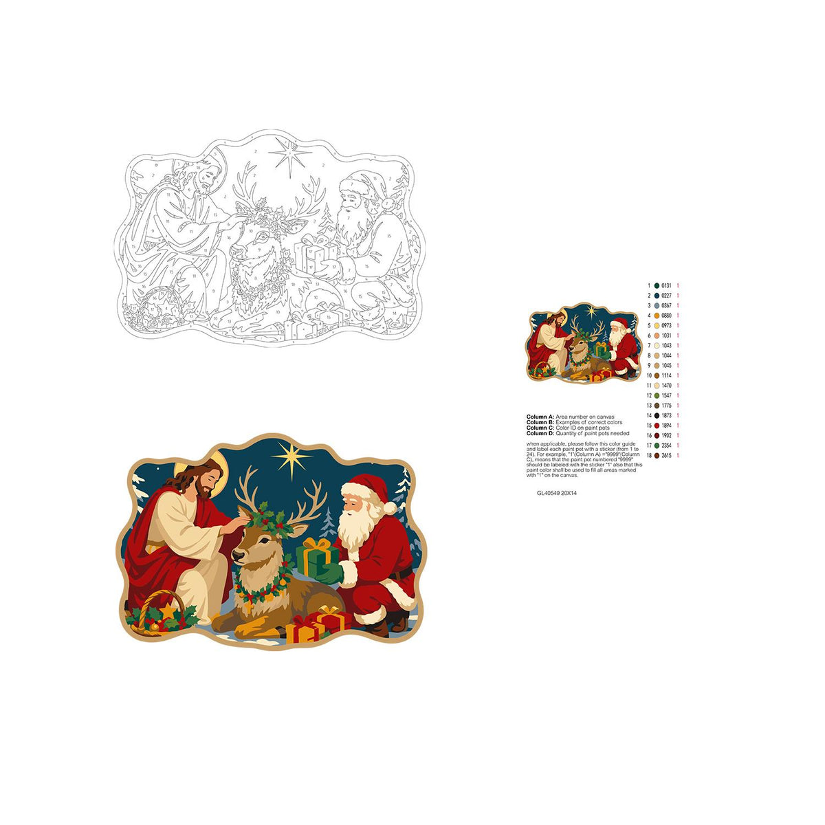 Kneeling by the Resting Reindeer paint by numbers hanging sign – image 19