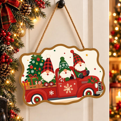Plaid Gnomes in a Red Truck paint by numbers hanging sign – image 16