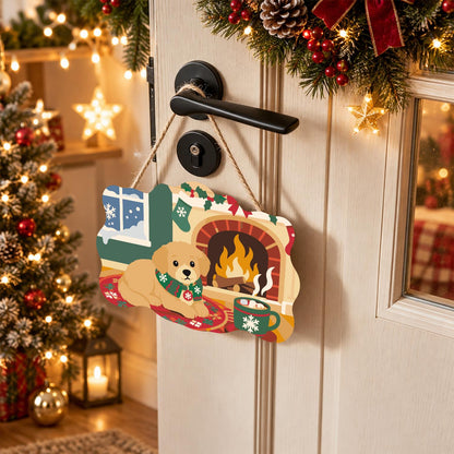 Golden Puppy by the Cocoa Mug paint by numbers hanging sign – image 18