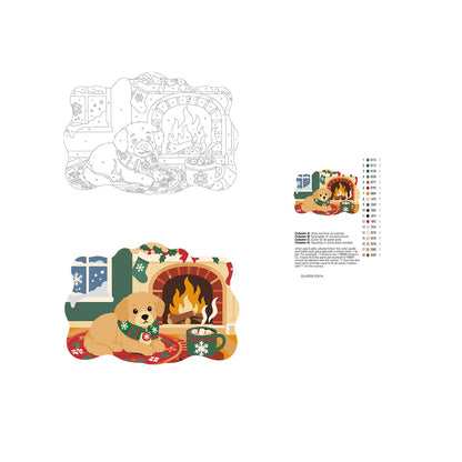 Golden Puppy by the Cocoa Mug paint by numbers hanging sign – image 19