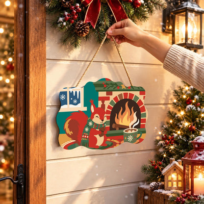Sweater Squirrel by the Fire paint by numbers hanging sign – image 14