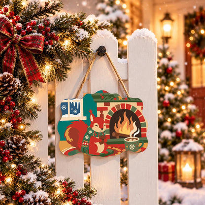 Sweater Squirrel by the Fire paint by numbers hanging sign – image 15