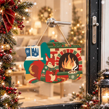 Sweater Squirrel by the Fire paint by numbers hanging sign – image 17