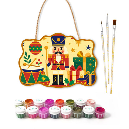 Nutcracker Guard with Gift Pile paint by numbers hanging sign – image 2