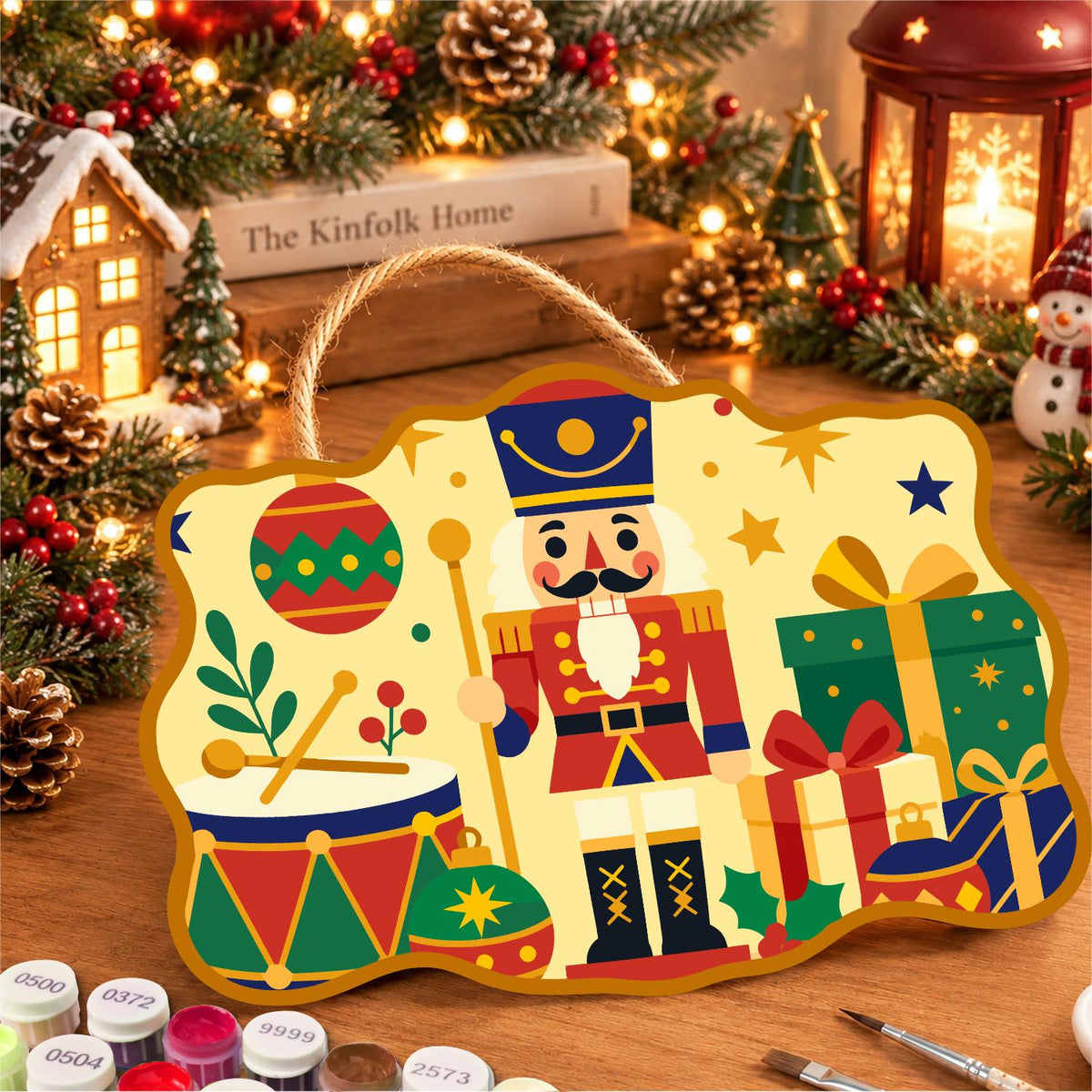 Nutcracker Guard with Gift Pile paint by numbers hanging sign – image 8