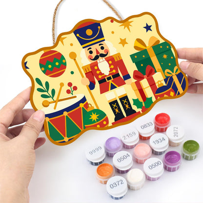 Nutcracker Guard with Gift Pile paint by numbers hanging sign – image 9