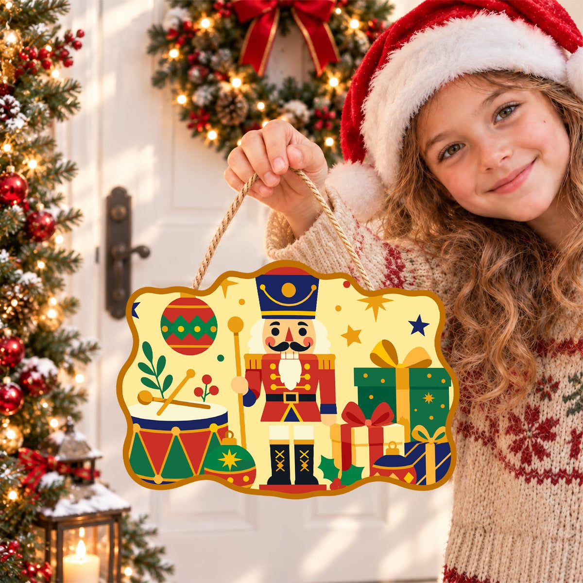 Nutcracker Guard with Gift Pile paint by numbers hanging sign – image 13