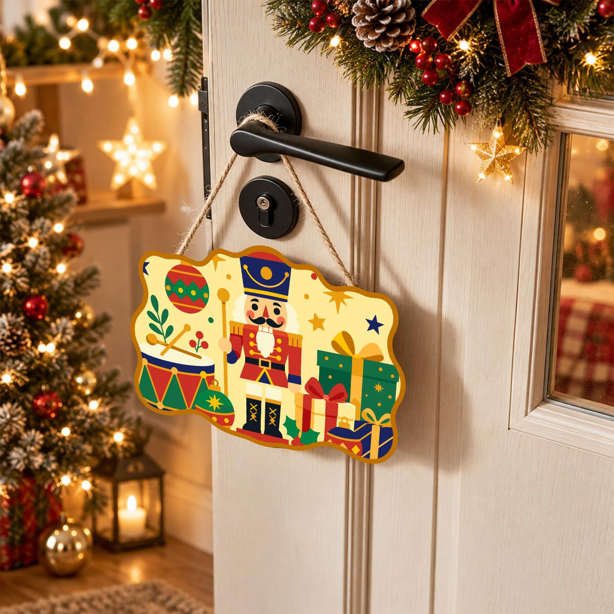 Nutcracker Guard with Gift Pile paint by numbers hanging sign – image 18