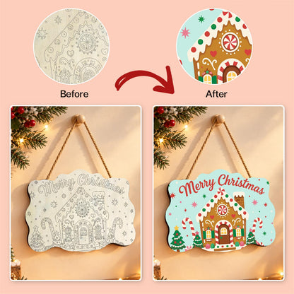 Peppermint Gingerbread House paint by numbers hanging sign – image 10