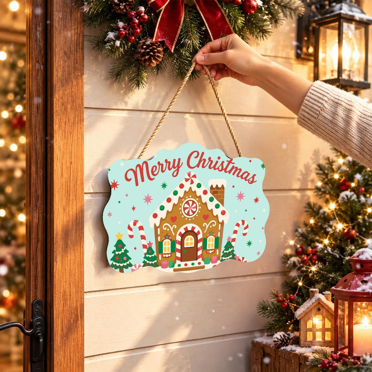 Peppermint Gingerbread House paint by numbers hanging sign – image 14