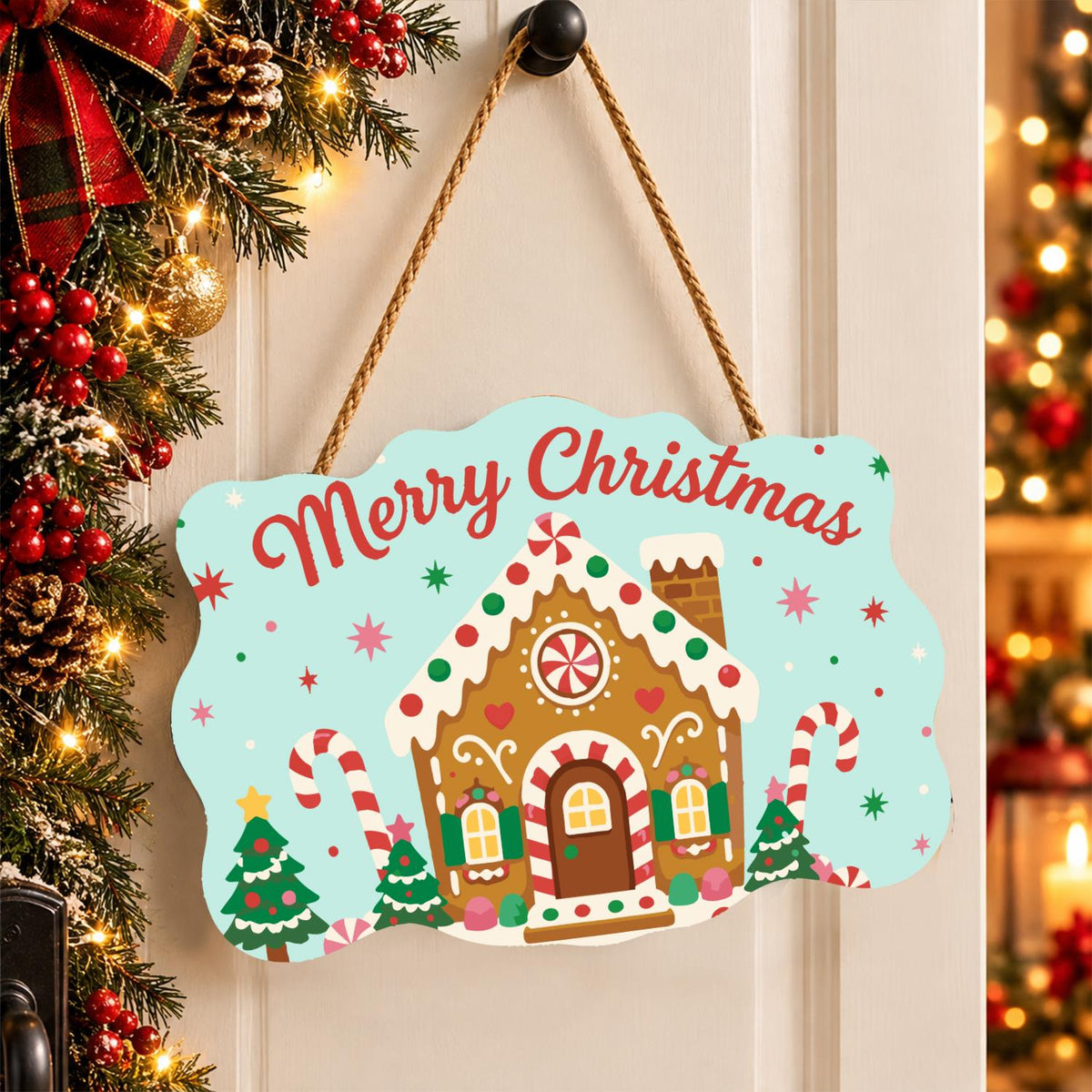 Peppermint Gingerbread House paint by numbers hanging sign – image 16