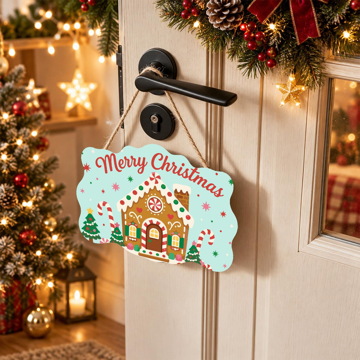 Peppermint Gingerbread House paint by numbers hanging sign – image 18