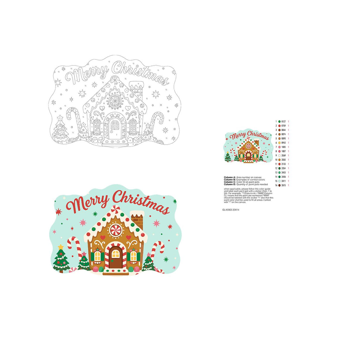 Peppermint Gingerbread House paint by numbers hanging sign – image 19