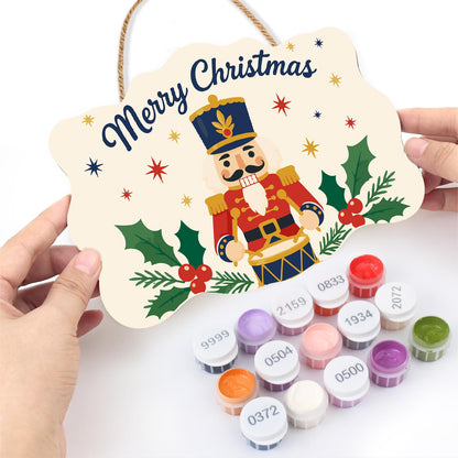 Drumming Nutcracker in Holly paint by numbers hanging sign – image 9