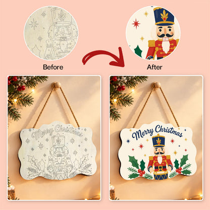 Drumming Nutcracker in Holly paint by numbers hanging sign – image 10