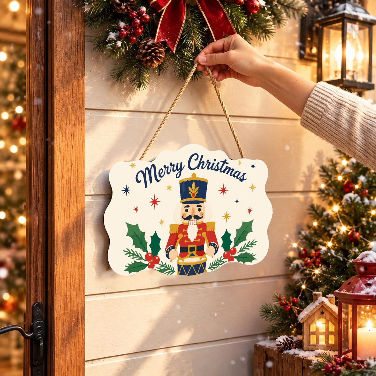 Drumming Nutcracker in Holly paint by numbers hanging sign – image 14