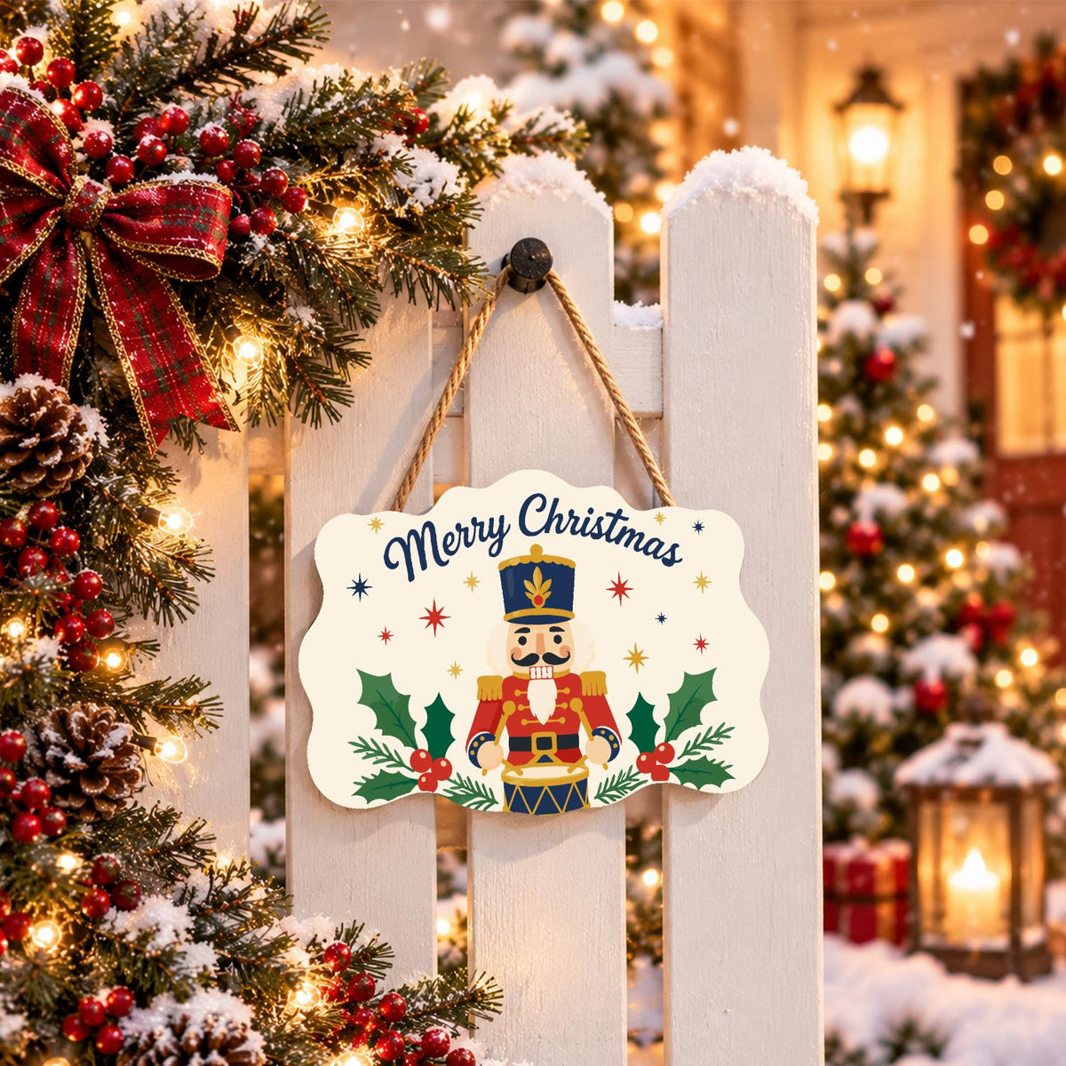 Drumming Nutcracker in Holly paint by numbers hanging sign – image 15