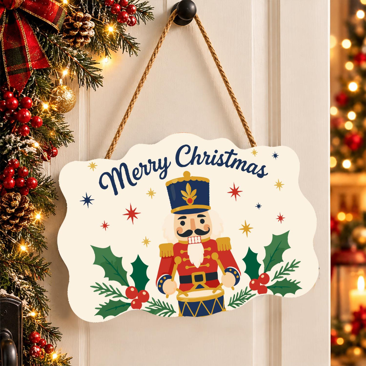 Drumming Nutcracker in Holly paint by numbers hanging sign – image 16