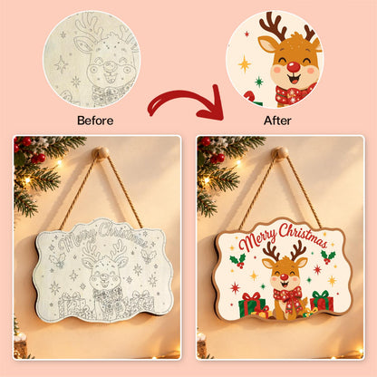 Reindeer with a Big Red Bow paint by numbers hanging sign – image 10