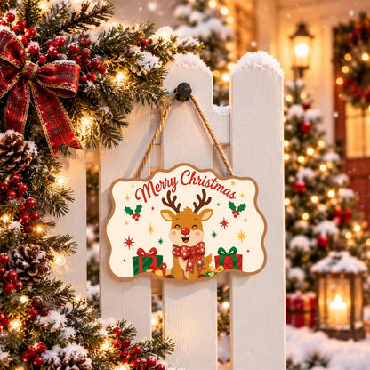 Reindeer with a Big Red Bow paint by numbers hanging sign – image 15