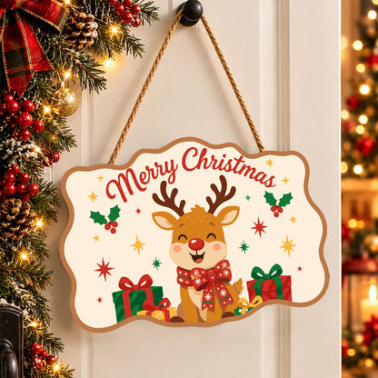 Reindeer with a Big Red Bow paint by numbers hanging sign – image 16