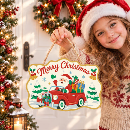 Santa's Vintage Red Roadster paint by numbers hanging sign – image 13