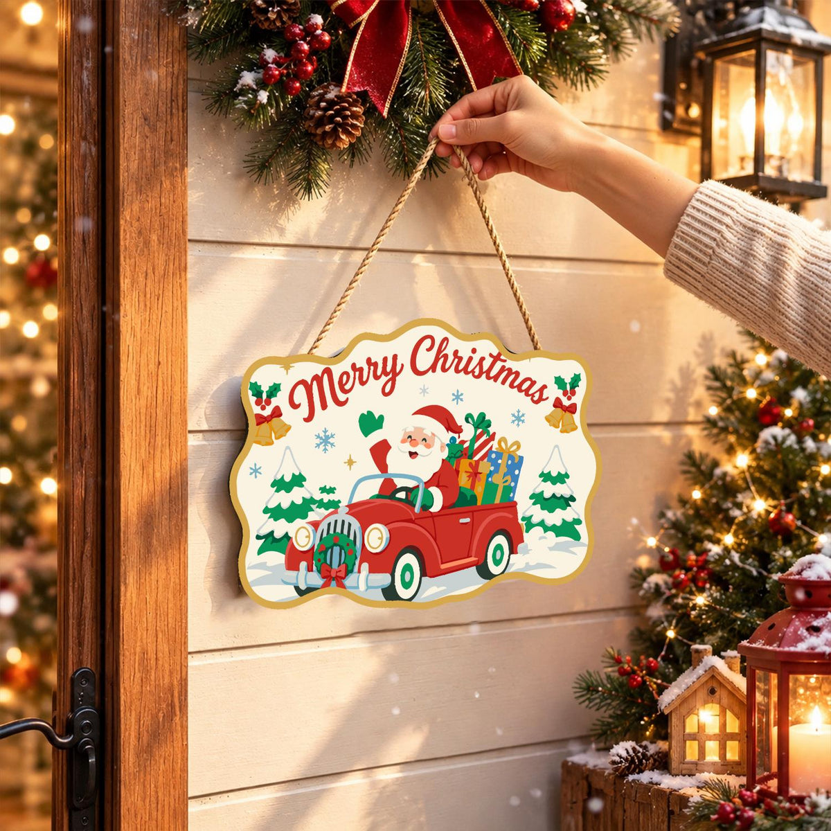Santa's Vintage Red Roadster paint by numbers hanging sign – image 14