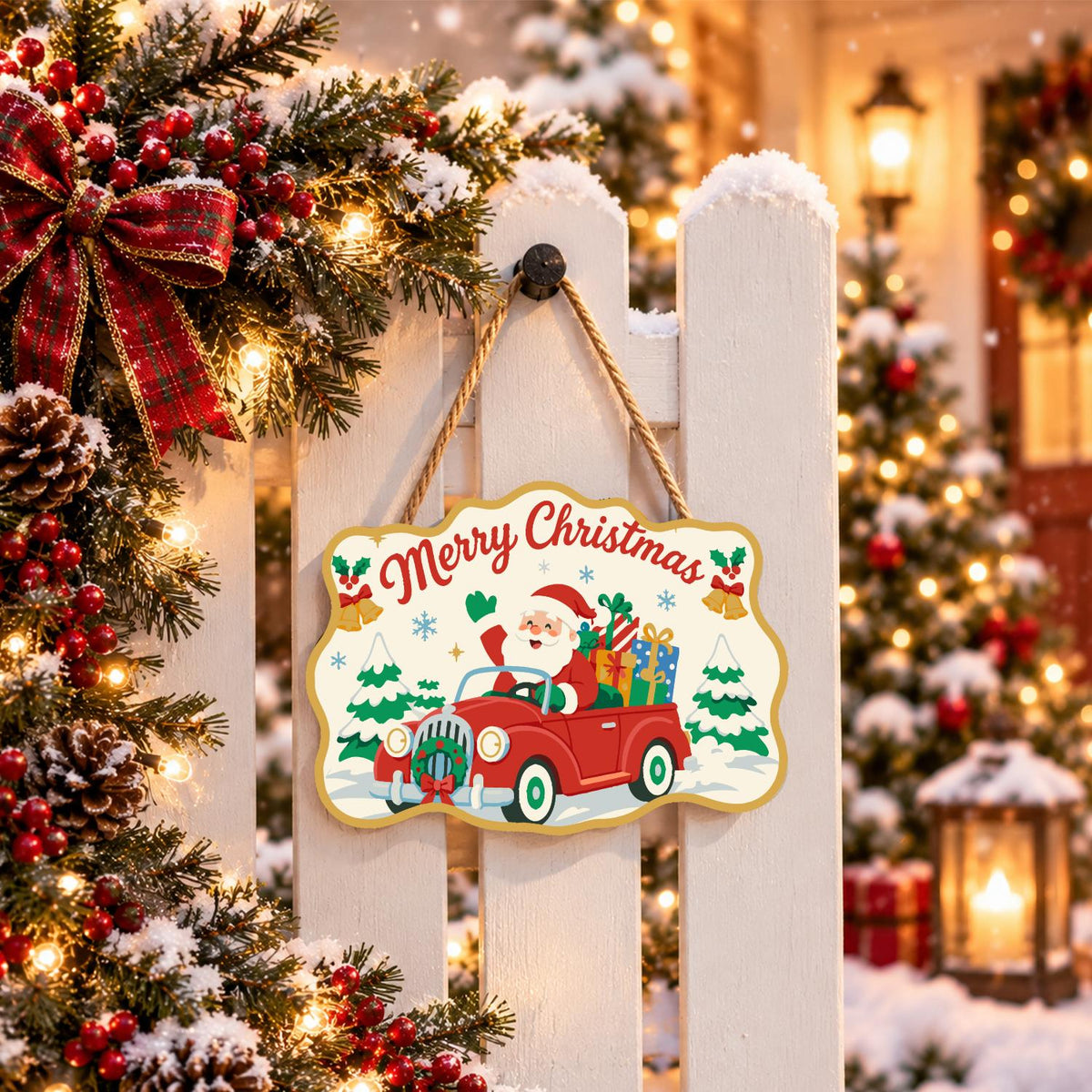 Santa's Vintage Red Roadster paint by numbers hanging sign – image 15