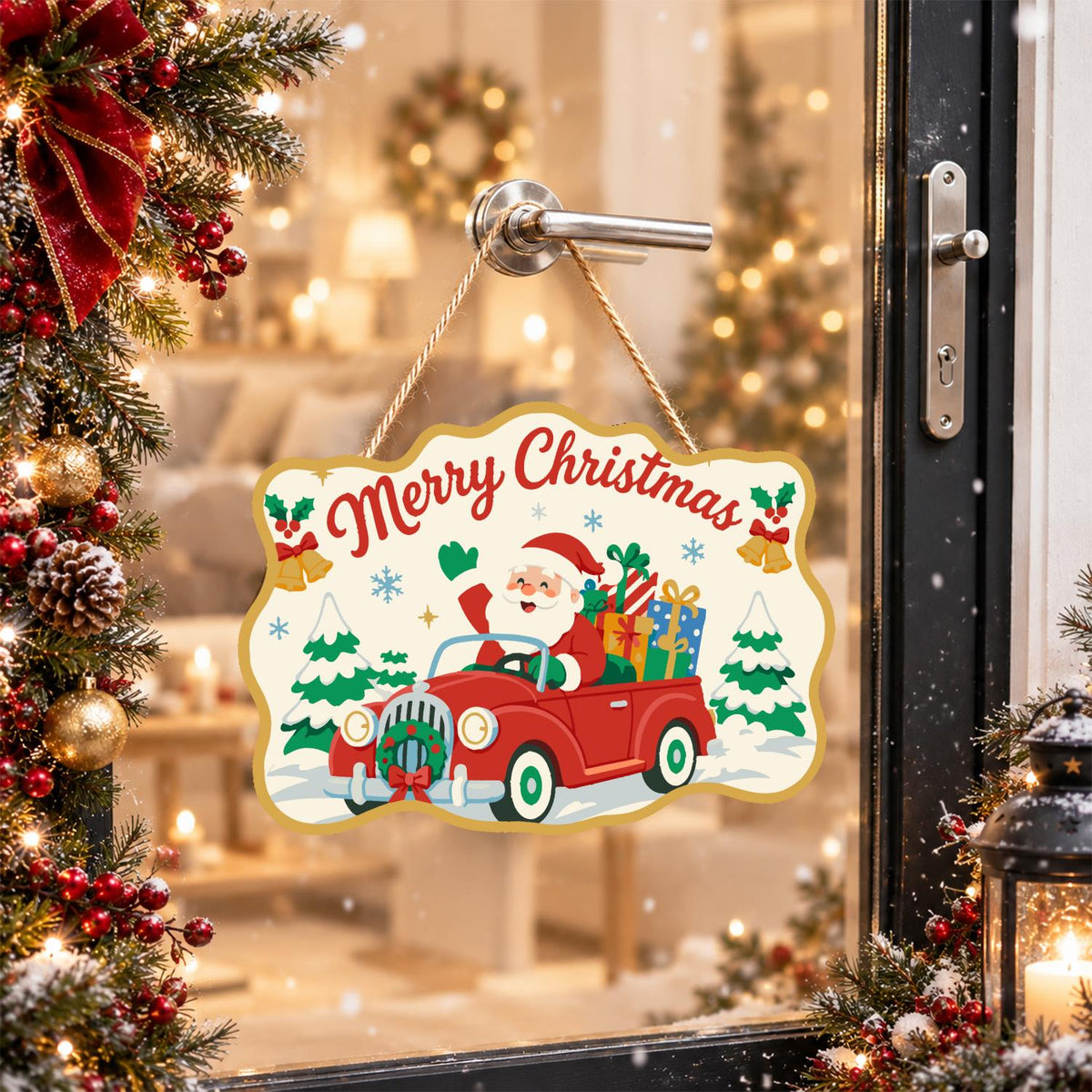 Santa's Vintage Red Roadster paint by numbers hanging sign – image 17
