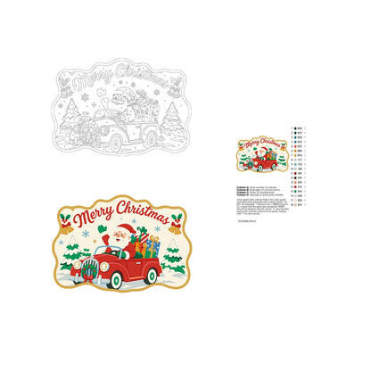 Santa's Vintage Red Roadster paint by numbers hanging sign – image 19