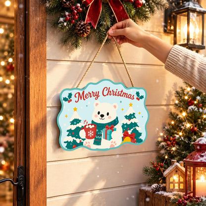 Cocoa Mug Polar Bear in Pines paint by numbers hanging sign – image 14