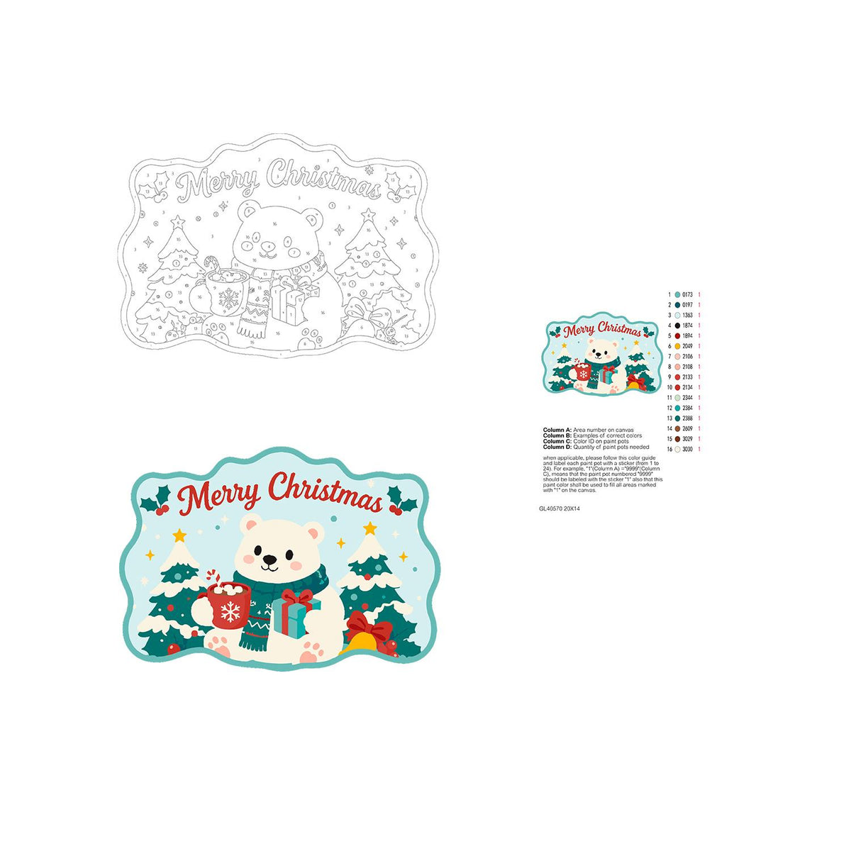 Cocoa Mug Polar Bear in Pines paint by numbers hanging sign – image 19