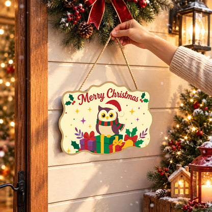 Striped Scarf Owl on Presents paint by numbers hanging sign – image 14