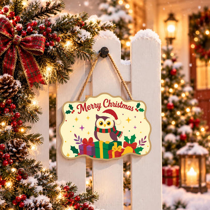 Striped Scarf Owl on Presents paint by numbers hanging sign – image 15