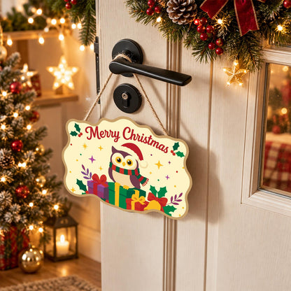 Striped Scarf Owl on Presents paint by numbers hanging sign – image 18