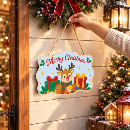 Little Reindeer and Gold Present paint by numbers hanging sign – image 14